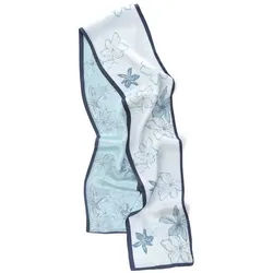 MayTree Seidentuch schmaler Bandeau beidseitig, Blüten hellblau 16 x 145 cm, Sommerschal, (Stück), Seidentuch 100% Seide blau