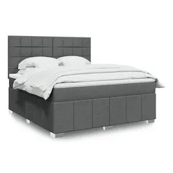 vidaXL Boxspringbett, Boxspringbett mit Matratze Dunkelgrau 180x200 cm Stoff