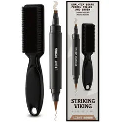 Striking Viking Bartauffüllstift und Bürste - Doppelspitzenstift Hellbraun Farbe 6 ml
