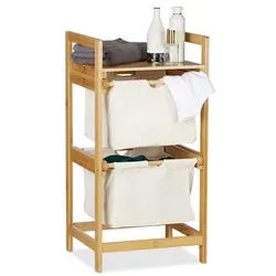 relaxdays Wäschekorb Bambus 2 Schubladen 73x37x33 cm braun
