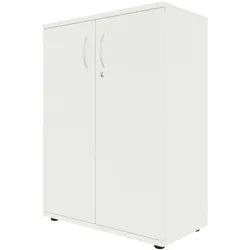 fm Büromöbel Flügeltürenschrank abschließbar für 3 Ordnerhöhen Breite 80 cm weiß, 80x111.5x44.2 cm
