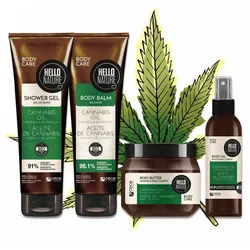 Hello Nature Hautpflege-Set Körperpflege Hanföl Cannabis Set Duschgel Body Butter Balm Öl, Körperpflege, Hello Nature, Cannabis, Hanf Öl
