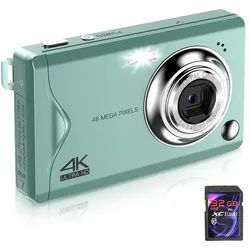 Fine Life Pro Kompaktkamera (48 MP, 16X Digitalzoom kompakte Fotokamera für Teenager Erwachsene Anfänger) grün
