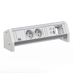BACHMANN DESK 2xUTE 1xUSB A/C 22W 1xCM GST18 RAL9010