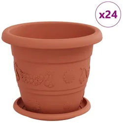 vidaXL Blumentopf Blumentöpfe 24 pcs Ziegelrot Ø 22 x 18 cm Kunststoff (24 St) rot