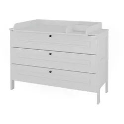 VitaliSpa Wickelkommode Ajaton Weiß 133 x 98.4 cm mit 3 Schubladen , Holzwerkstoff , 133x98.4x70 cm , Babymöbel, Wickelkommoden & Zubehör, Wickelkommoden