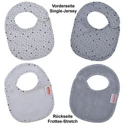 Wörner Lätzchen Sterne grau Druckknopflatz 22x29 cm, (2-St), mit Druckknöpfen, maschinenwaschbar, trocknergeeignet grau