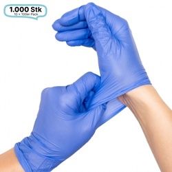 Nitril-Handschuhe puderfrei, blau, 1.000 Stk., unsteril, mit Rollrand, hoch-elastisch, EN 455-2:2015, EN 455-3:2015 : Größe - M