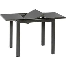 Gardenson Gartentisch , Graphitfarben , Metall, Glas , rechteckig , eckig , 80-120x75.5x70 cm , ausziehbar , Gartenmöbel, Gartentische, Gartentische ausziehbar