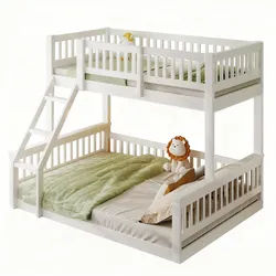 Oxeza Etagenbett 90/200 cm und 140/200 cm Weiß mit Leiter und Bettgitter , Holz , Mode , Rechteckig , 90x200 cm , Babymöbel & Kindermöbel, Kinderzimmer & Jugendzimmer, Stockbetten