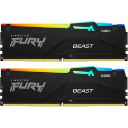 Kingston FURY Beast RGB Schwarz 32GB Kit 2x16GB DDR5-6400 EXPO DIMM Arbeitsspeicher, CL32-39-39, 1.4V