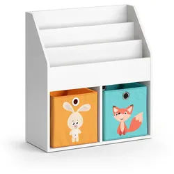 Vicco Kinderregal Luigi Weiß 72 x 79 cm mit 2 Faltboxen opt.1 , Holzwerkstoff , 5 Fächer , Rechteckig , 72x79x30.7 cm , Babymöbel & Kindermöbel, Babyzimmer, Babyregale & Kinderregale