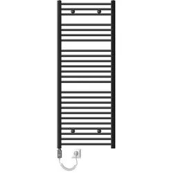 LuxeBath Elektrischer Badheizkörper Sahara 600x1500mm Anthrazit gebogen Seitenanschluss + Heizstab 900W Thermostat Handtuchheizkörper Handtuchwärmer