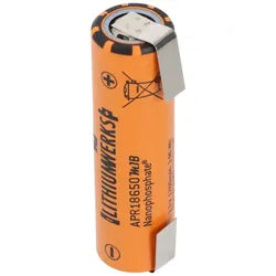 Lithium Werks APR18650M1B 1200mAh 3,2V - 3,3V LiFePo4 Akku mit Lötfahne U-Form