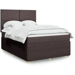 vidaXL Boxspringbett, Boxspringbett mit Matratze Dunkelbraun 140x190 cm Stoff