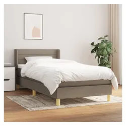 vidaXL Boxspringbett, Boxspringbett mit Matratze Taupe 90x190 cm Stoff