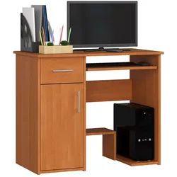 Akord Schreibtisch Erlefarben 90x50x74 cm , Holzwerkstoff , Nachbildung , Holz Optik , 3 Fächer , 1 Schubladen , Rechteckig,Rechteckig , 90x74x50 cm , Büromöbel, Schreibtische, Computertische