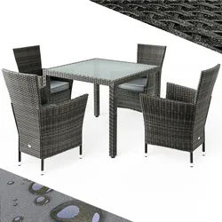 Polyrattan Garten-Sitzgruppe Bali 5-tlg Grau/Anthrazit