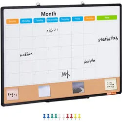 VEVOR 60x90cm Wandtafel Whiteboard Korktafel Pinnwand Memoboard Kombitafel