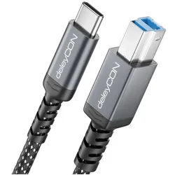 deleyCON 1,5m USB3.0 Druckerkabel Scannerkabel Datenkabel USB-C zu USB-B USB-Kabel