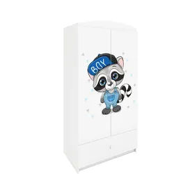 Raumhirsch Furniture Kinderkleiderschrank Waschbär , Weiß , Holzwerkstoff , Rechteckig , 90x175x52 cm , Babymöbel & Kindermöbel, Babyzimmer, Babykleiderschränke