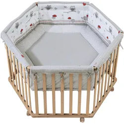 Roba Laufgitter 6-eckig, Adam & Eule , Naturfarben , Holzwerkstoff , Tiere , Sechseckig , 118.5x72.5x103.5 cm , Babymöbel, Laufstall Baby