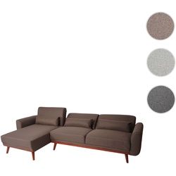 Sofa HWC-J20, Couch Ecksofa, L-Form 3-Sitzer Liegefläche Schlaffunktion Stoff/Textil ~ braun