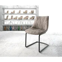Freischwinger Elda-Flex Mikrofaser Taupe Vintage Freischwinger rund Schwarz