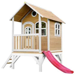 Ambia Garden Spielhaus , Braun, Weiß , Holz , Hemlocktanne , 287x231x191 cm , EN 71, CE, FSC 100% , Freizeit & Co, Gartenspielzeug, Spielhäuser