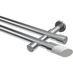GARDINENSTANGE Prestige Verano 280 cm (geteilt in 2 x 140 cm), 2-läufig (ohne Ringe), 20 mm Ø Chrom