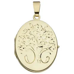 JOBO Medallionanhänger Anhänger Medaillon oval, 585 Gold gelb|goldfarben