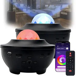 2er-Set Laser-Sternenhimmel-Projektor - Bluetooth Lautsprecher & Sprachsteuerung via App - Bis 200qm Abdeckung - WiFi, RGBW-LED, Nachtlicht & Timer