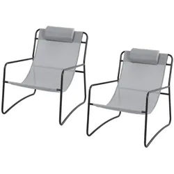 Svita Relaxsessel Sveio Hellgrau (2er Set) , Metall , 65x81x80 cm , Gartenmöbel, Gartensessel, Gartenstühle