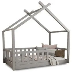 Deine Möbel 24 Hausbett Star Plus 140/200 in Grau , Holz , Echtholz,Kiefer , 140x200 cm , Babymöbel & Kindermöbel, Kinderzimmer & Jugendzimmer, Kinderbetten, Spielbetten