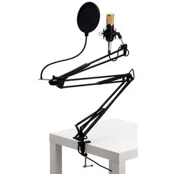 Pronomic CM-100BG Radioshow Bundle inkl. Popschutz schwarz & Mikrofonarm