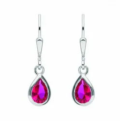 Adelia ́s Paar Ohrhänger Damen 925 Silber Ohrringe Ohrhänger mit Zirkonia, mit Zirkonia Silberschmuck für Damen rot
