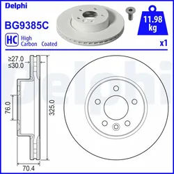 DELPHI Bremsscheibe bg9385c 325mm 30mm für MAN VW