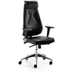 Xxxl Drehstuhl , Schwarz , Leder , Echtleder , Rindleder , Uni , Drehkreuz , 68x120-132x68 cm , Lga , Wippmechanik mit Härtegradeinstellung, Sitzfläche 360° drehbar, inklusive Armlehnen , Büromöbel, Bürostühle, Drehstühle