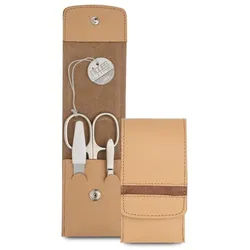 nippes Solingen Maniküre-Etui Maniküre Set GAP, Rindleder-Etui und hochwertige Instrumente, 3 tlg., echtes Leder außen und innen braun