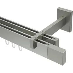 GARDINENSTANGE INNENLAUF Smartline Lox 240 cm (geteilt in 2 x 120 cm), 2-läufig, 14x35 mm Edelstahl-Optik