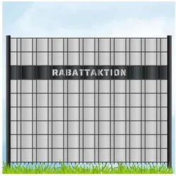zaunzu Sichtschutzstreifen Laser Beschriftung "Rabattaktion" Anthrazit, (1x Einzelstreifen, für Doppelstabmattenzaun), Made in Germany grau