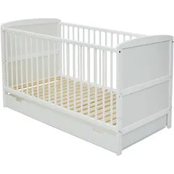 Kids Collective Babybett 70x140 cm mit Schublade in weiss , Weiß , Holz , Kiefer , 70x140 cm , Babymöbel & Kindermöbel, Babyzimmer, Babybetten, Gitterbetten