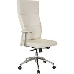 Mid.you Chefsessel , Creme, Silberfarben , Textil, Leder , Kombination Echtleder/Lederlook,Echtleder , Nappaleder , Drehkreuz , 60x131x52 cm , Wippfunktion, Sitzfläche 360° drehbar, ergonomische Rückenlehne , Büromöbel, Bürostühle, Chefsessel