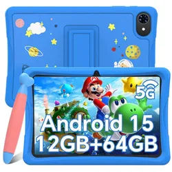 TABWEE K10 kids tablet 10" Tablet (10.1", 64 GB, Android 15, 5G wifi, Android 15, Google Kids Space, Gemini AI, mit Stift) blau