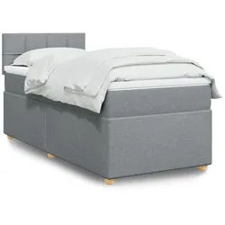 vidaXL Boxspringbett, Boxspringbett mit Matratze Hellgrau 90x200 cm Stoff
