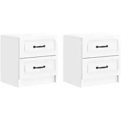 vidaXL Nachttisch 43 x 34,5 x 44,5 cm Nachttisch 2er Set Nachtschrank Hochglanz Weiß 43x weiß