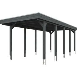 Skan Holz Friesland - Flachdach Einzelcarport Profil - Breite 314 cm Nadelholz Gr. 2 - 314 x 708 cm Nut- und Feder Dachschalung mit EPDM-Dachfolie schiefergrau Holzcarport