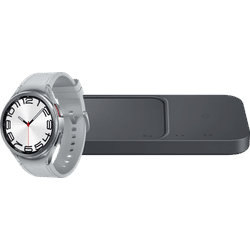 Samsung Galaxy Watch6 Classic 4G Silber 47 mm + Samsung Kabelloses Duo-Ladegerät