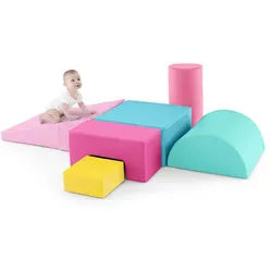 Costway Schaumstoffblock Rosa (6-teilig) , Pink , Kunststoff , 40x20x40 cm , Spielzeug, Lernspiele