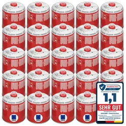 EVOCAMP Gaskartusche Ventilkartusche mit Butan/Propan Gas EN 417 500g mit Schraubventil, 24 St. rot